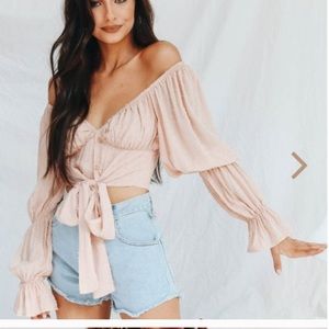 Verge girl “feminine appeal tie front top”